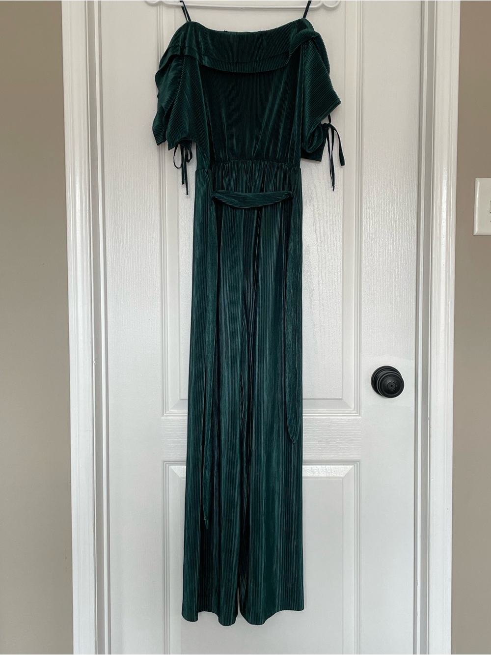 Zara Dark Green Off-Shoulder Jumpsuit